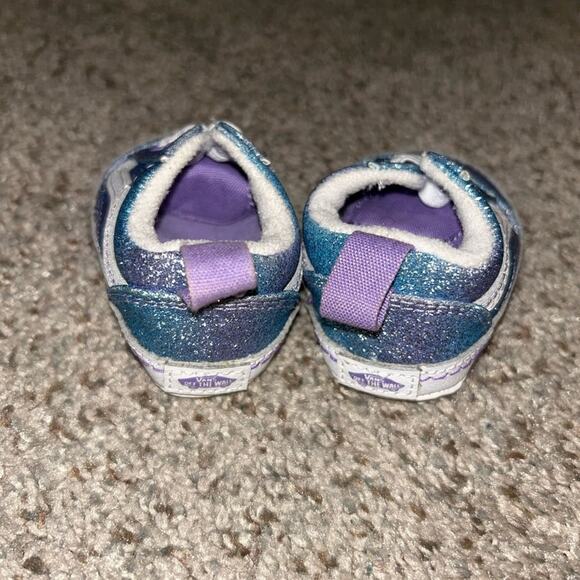 VANS Old Skool Baby Girl Crib Shoes Ombre Glitter Blue & Purple Size 1 - Picture 3 of 4